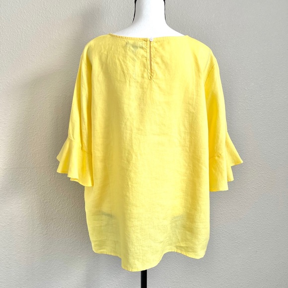 For Cynthia Linen Ruffle Sleeve Plus Size Top - Picture 2 of 6